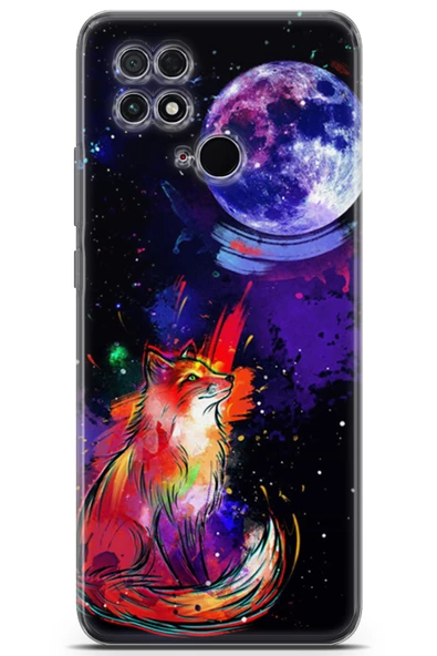 Xiaomi Poco C40 Kılıf Seri Moon 01 Kurt Ay Telefon Kılıfı Mor