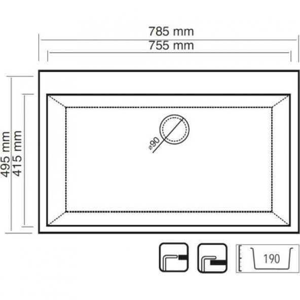 REAL STONE K003 DIDYMA 58 GRANİT EVİYE SİYAH 76.5 x 50 Cm Tezgah Üstü - 2
