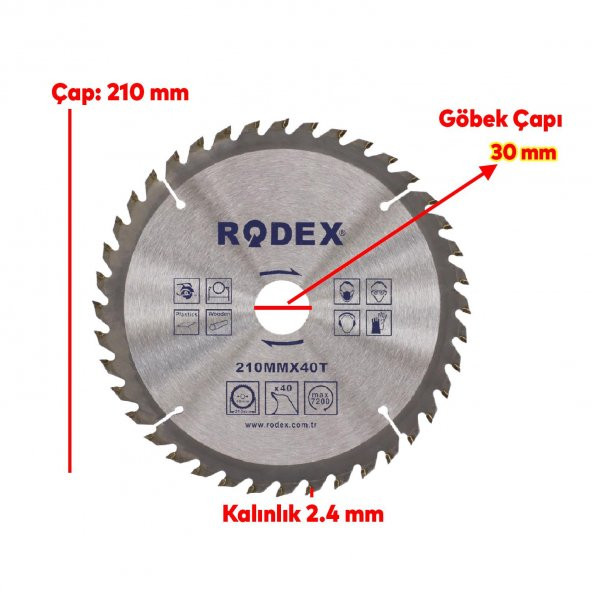 Ahşap MDF Mobilya Tahta Sunta Dolap Kesme Testeresi Metal Elmas Testere 210 mm 40 Diş - 2
