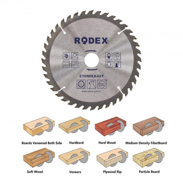 Ahşap MDF Mobilya Tahta Sunta Dolap Kesme Testeresi Metal Elmas Testere 210 mm 40 Diş - 3