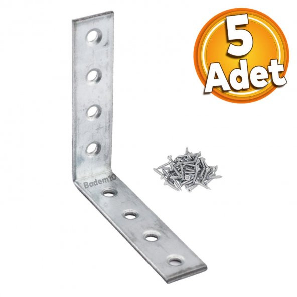 Mobilya Köşe Bağlantı Sabitleme L Demir Deprem Dolap Duvar Birleştirme Gönye 65x65x15 mm (5 ADET)