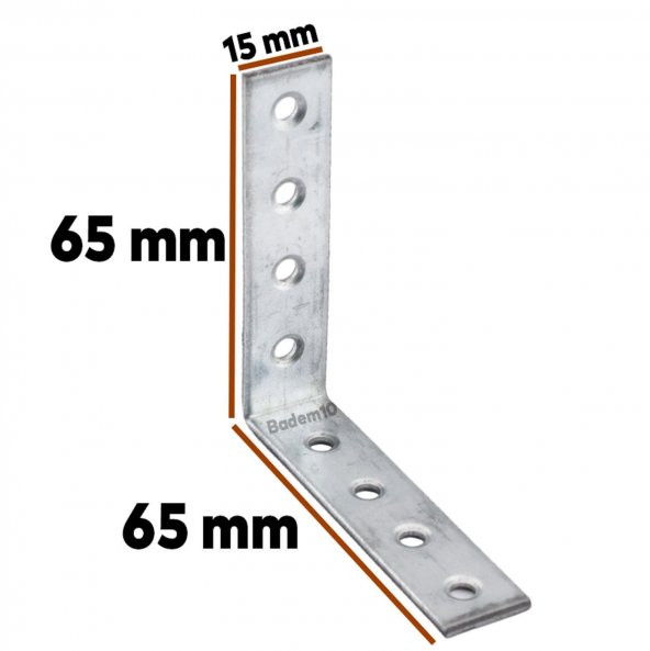 Mobilya Köşe Bağlantı Sabitleme L Demir Deprem Dolap Duvar Birleştirme Gönye 65x65x15 mm (25 ADET) - 2