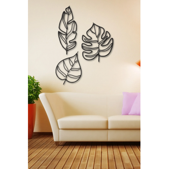 3lü Yapraklar Duvar Dekoru ürün görseli