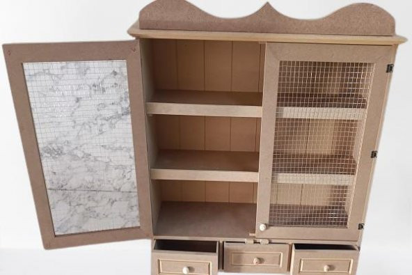 Hobi ADN 90258 Dekoratif Telli Dolap Terek Ahşap MDF Ham CNC Kesim Model El yapım - 3