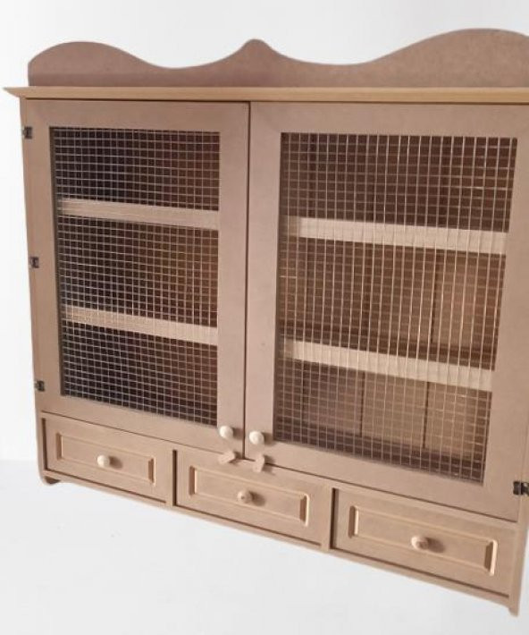 Hobi ADN 90258 Dekoratif Telli Dolap Terek Ahşap MDF Ham CNC Kesim Model El yapım - 5