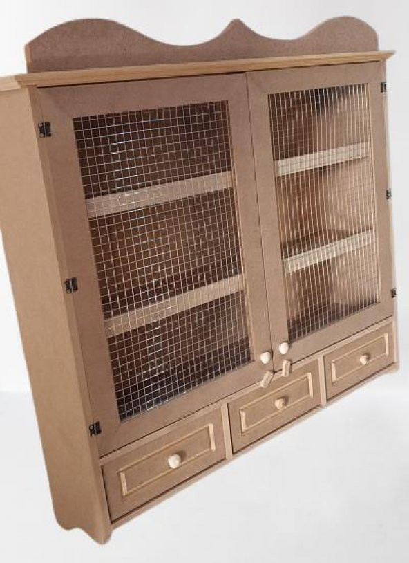 Hobi ADN 90258 Dekoratif Telli Dolap Terek Ahşap MDF Ham CNC Kesim Model El yapım - 8