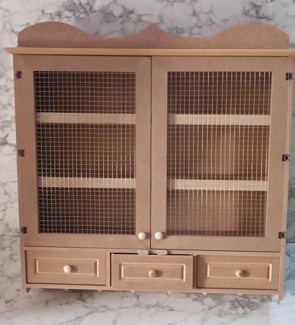 Hobi ADN 90258 Dekoratif Telli Dolap Terek Ahşap MDF Ham CNC Kesim Model El yapım - 9