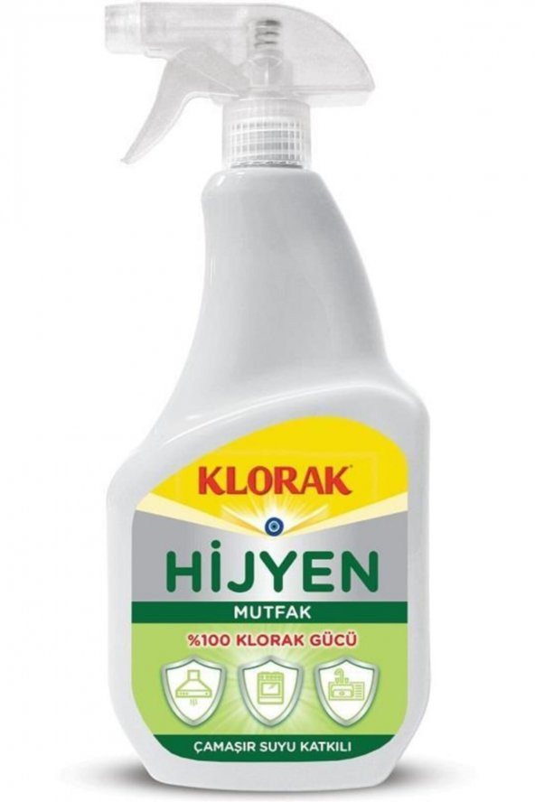 Klorak Hijyen Mutfak Temizleyici Çamaşır Suyu Katkılı Sprey 750 ml.