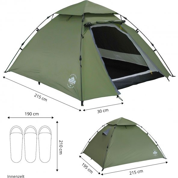 Where Tomorrow Kuppel Otomatik Çadır-Yeşil - 3