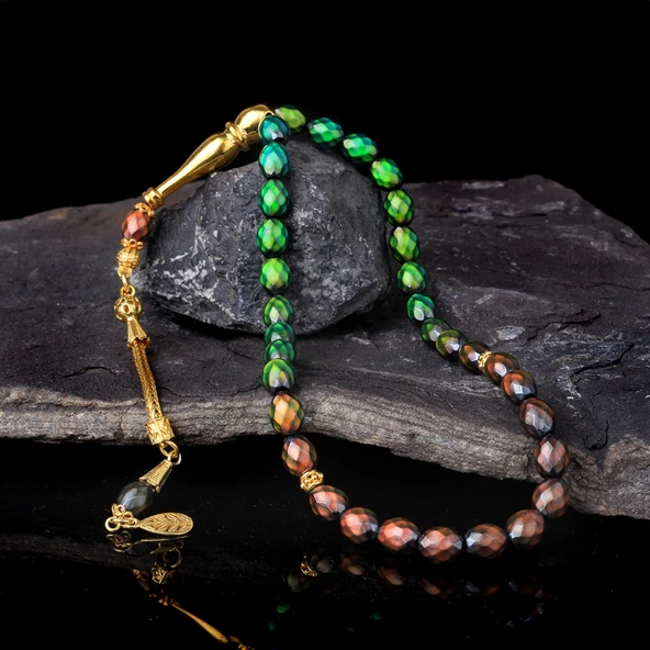 RENK DEĞİŞTİREN HİS TAŞLI 925 AYAR GÜMÜŞ ALTIN KAPLAMA PÜSKÜLLÜ - Resim 2