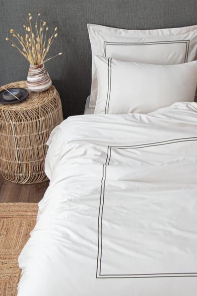 Ecocotton Lavin Çift Kişilik Nevresim Takımı %100 Organik Pamuk Saten Nakışlı - 2