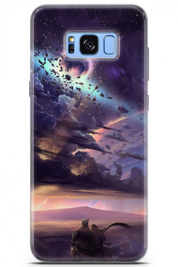 Samsung Galaxy S8 Plus Kılıf Seri Moon 05 Meteor Yağmuru Koruma Kılıfı Lacivert - 1