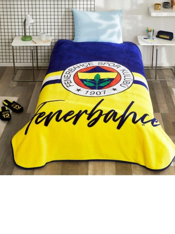 Taç Lisanslı Tek Kişilik Fenerbahçe Sarı Lacivert Battaniye