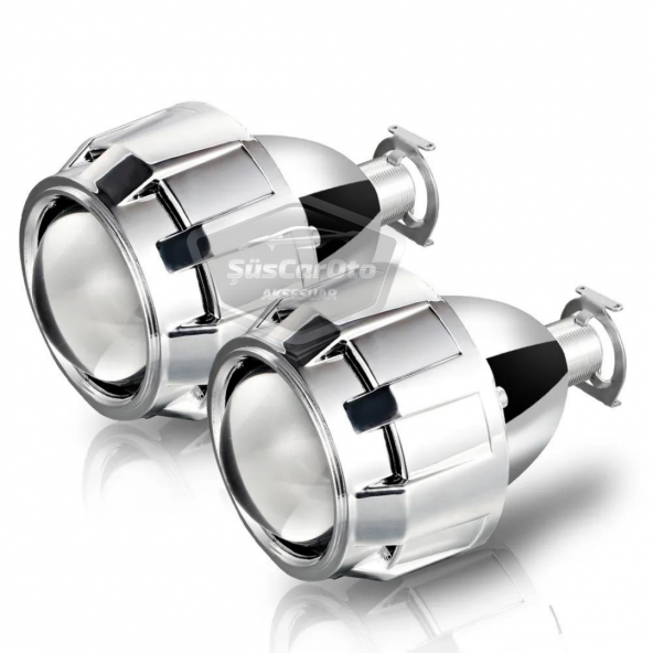 Universal 2.5 Bi-xenon Far Merceği Uzun Kısa Projektör Lens Bixenon Şeffaf Lens Profesyonel Seri 2 Adet Gümüş - 2