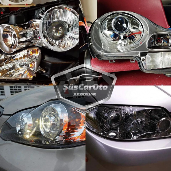 Universal 2.5 Bi-xenon Far Merceği Uzun Kısa Projektör Lens Bixenon Şeffaf Lens Profesyonel Seri 2 Adet Gümüş - 4