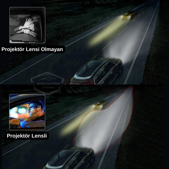 Universal 2.5 Bi-xenon Far Merceği Uzun Kısa Projektör Lens Bixenon Şeffaf Lens Profesyonel Seri 2 Adet Gümüş - 5