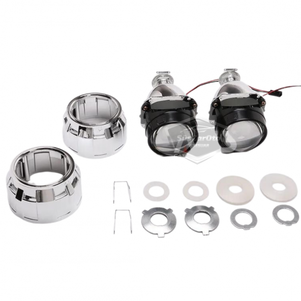 Universal 2.5 Bi-xenon Far Merceği Uzun Kısa Projektör Lens Bixenon Şeffaf Lens Profesyonel Seri 2 Adet Gümüş - 10