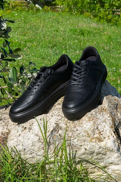 Siyah Renk 7cm Boy Uzatan Gizli Topuklu Spor Ayakkabı Erkek Sneaker - Resim 4