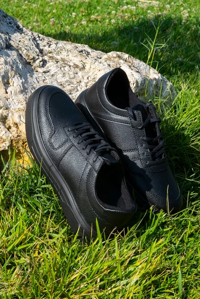 Siyah Renk +7cm Boy Uzatan Gizli Topuklu Spor Ayakkabı Erkek Sneaker - 2