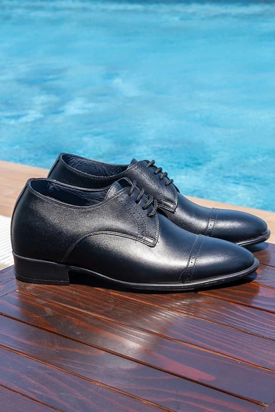 El Yapımı Klasik Dikişli Model 7 Cm Boy Uzatan Gizli Topuk Ayakkabı Damatlık Kundura - Resim 4