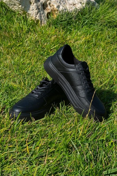 Siyah Renk 7cm Boy Uzatan Gizli Topuklu Spor Ayakkabı Erkek Sneaker - Resim 3