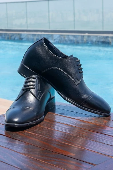 El Yapımı Klasik Dikişli Model 7 Cm Boy Uzatan Gizli Topuk Ayakkabı Damatlık Kundura - Resim 5