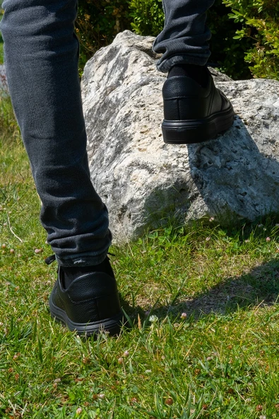 Siyah Renk +7cm Boy Uzatan Gizli Topuklu Spor Ayakkabı Erkek Sneaker - 5