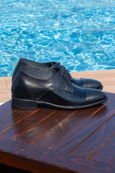 El Yapımı Özel Koleksiyon Detaylı 7 Cm Boy Uzatan Gizli Topuklu Klasik Damatlık Ayakkabı Kundura - 5