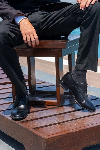 El Yapımı Klasik Dikişli Model 7 Cm Boy Uzatan Gizli Topuk Ayakkabı Damatlık Kundura - Resim 3