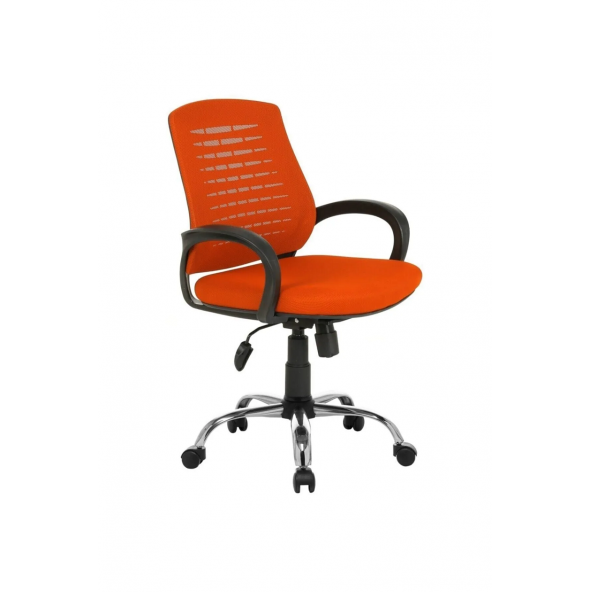 CLK Fileli Petek Ofis Büro Bilgisayar Koltuğu Sandalyesi TURUNCU Krom Ayak
