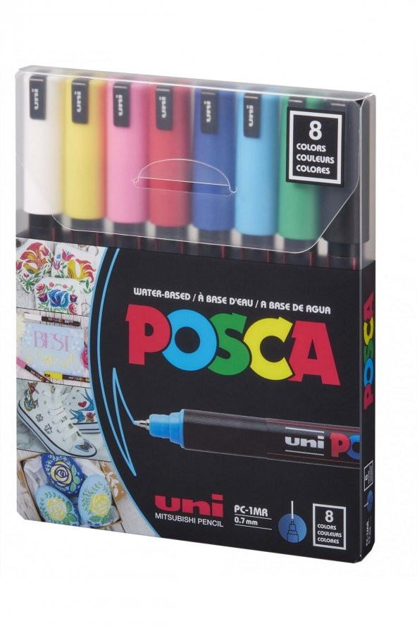 Uni Posca Pc-1mr 0.7 Su Bazlı Poster Markörü Anarenk 8li