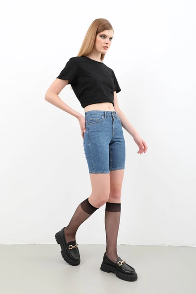 Kadın Jean Şort Mavi - 2