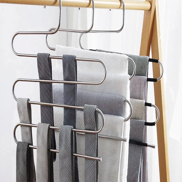 5 Li Metal Elbise Pantolon Şal Kravat Askısı - 3