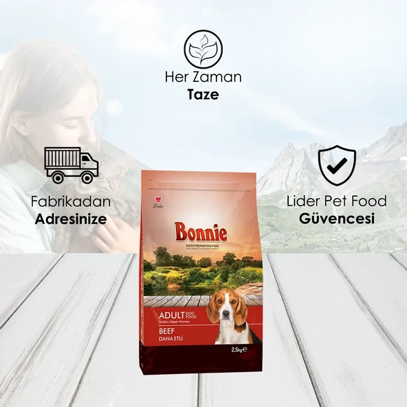 Bonnie Sığır Etli Yetişkin Köpek Maması 2,5 Kg - 3
