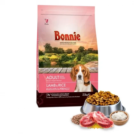 Bonnie Kuzu Etli ve Pirinçli Yetişkin Köpek Maması 2.5 Kg