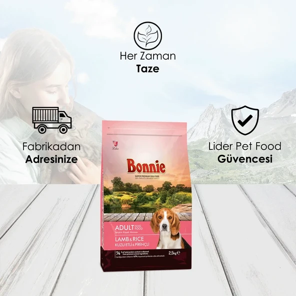 Bonnie Kuzu Etli ve Pirinçli Yetişkin Köpek Maması 2.5 Kg - 3