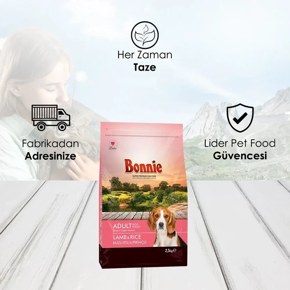 Bonnie Kuzu Etli ve Pirinçli Yetişkin Köpek Maması 2.5 Kg - 3