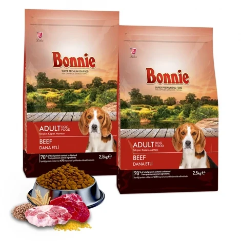 Bonnie Sığır Etli Yetişkin Köpek Maması 2,5 Kg x 2 Adet