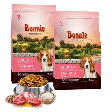 Bonnie Kuzu Etli ve Pirinçli Yetişkin Köpek Maması 2.5 Kg x 2 Adet