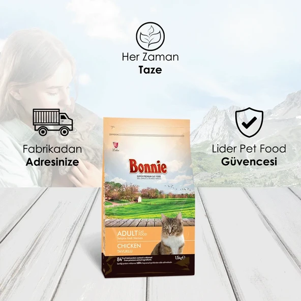 Bonnie Tavuklu Yetişkin Kedi Maması 1,5 Kg - 3