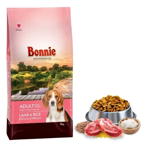 Bonnie Kuzu Etli ve Pirinçli Yetişkin Köpek Maması 15 Kg