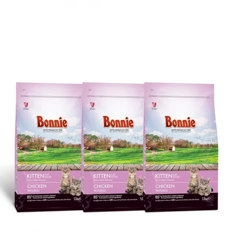 Bonnie Tavuklu Yavru Kedi Maması 1,5 Kg x 3 Adet