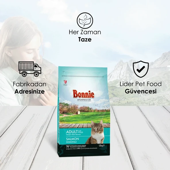 Bonnie Somonlu Kedi Maması 1,5 Kg x 3 Adet - 3