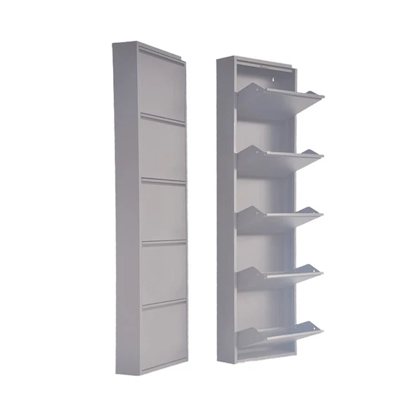 Mobilya Pratik 5'li Metal Ayakkabılık - Açık Gri - 3