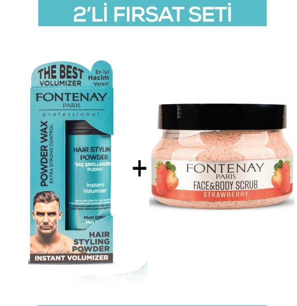 Fontenay Pudra Toz Wax Mavi 20gr + Face And Body Peeling Scrub Yüz Maskesi Çilek 350ml 2Li Set