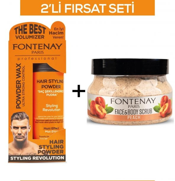 Fontenay Pudra Toz Wax Turuncu 20gr + Face And Body Peeling Scrub Yüz Maskesi Şeftali 350ml 2Li Set