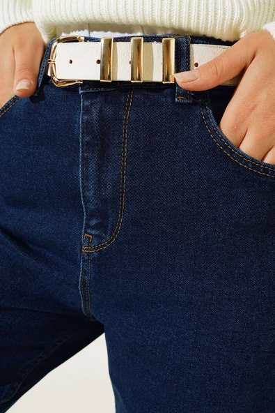 Boru Paça Sökük Jean Pantolon Lacivert - 4