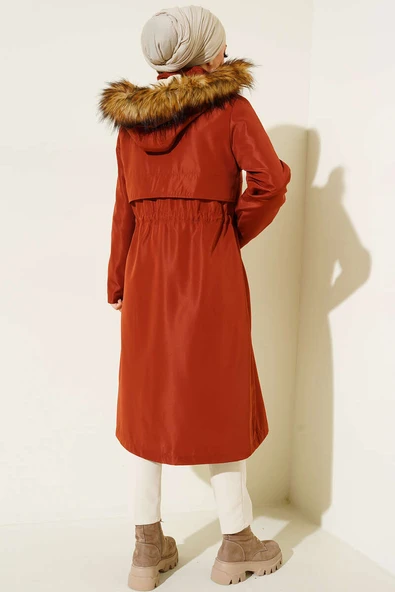 Armalı Bel Büzgülü Kaban Kiremit - Resim 3