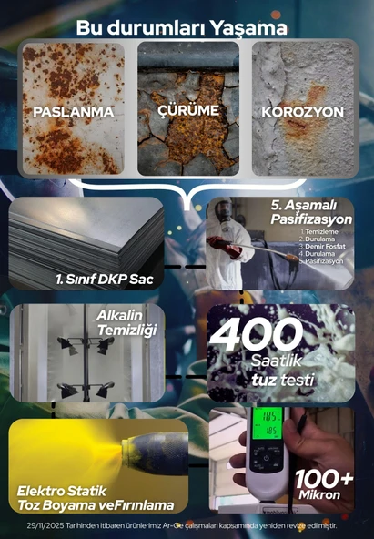 Gri Kilitli Metal Ayakkabılık   MAC3 - 3 Kapaklı - 50X15X103 h - Resim 5