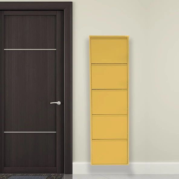 Mobilya Pratik 5'li Metal Ayakkabılık - Sarı